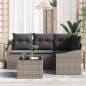 vidaXL Set di divani da giardino 5 pezzi con cuscini in rattan sintetico nero