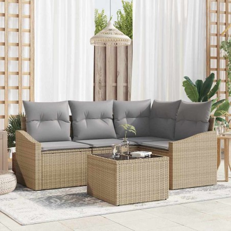 vidaXL Set di divani da giardino 5 pezzi con cuscini neri in rattan sintetico