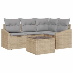 vidaXL Set di divani da giardino 5 pezzi con cuscini neri in rattan sintetico