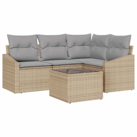 vidaXL Set di divani da giardino 5 pezzi con cuscini neri in rattan sintetico