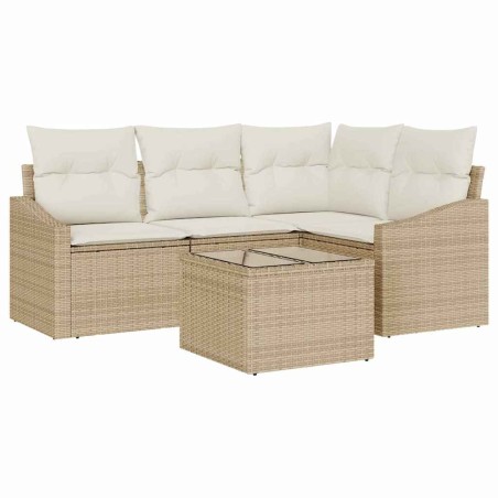 vidaXL Set divano giardino 5 pezzi con cuscini marroni in rattan sintetico