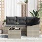 vidaXL Set da Giardino con Divano a 5 Pezzi e Cuscini Grigi in Polyrattan
