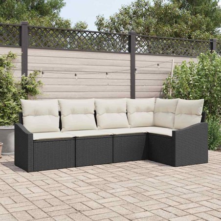 vidaXL Set di divani da giardino 5 pezzi di con cuscini in rattan sintetico nero