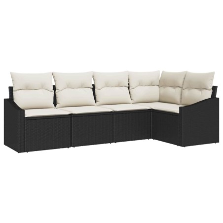 vidaXL Set di divani da giardino 5 pezzi di con cuscini in rattan sintetico nero