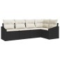 vidaXL Set di divani da giardino 5 pezzi di con cuscini in rattan sintetico nero