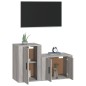 Set Mobili Porta TV 2 pz Grigio Sonoma in Legno Multistrato Set Mobili Porta TV 2 pz Grigio Sonoma in Legno Multistrato