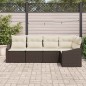 vidaXL Set di divani da giardino a 5 pezzi con cuscini marroni in rattan sintetico