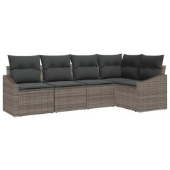 vidaXL Set di divani da giardino in 5 pezzi con cuscini grigi in rattan sintetico
