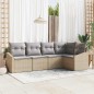 vidaXL Set da giardino in rattan sintetico beige con cuscini, 5 pezzi