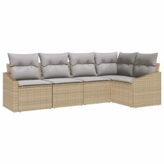 vidaXL Set da giardino in rattan sintetico beige con cuscini, 5 pezzi