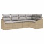 vidaXL Set da giardino in rattan sintetico beige con cuscini, 5 pezzi