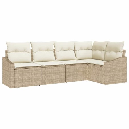vidaXL Set da Giardino a 5 Pezzi con Cuscini Beige in Polyrattan