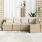 vidaXL Set da Giardino a 5 Pezzi con Cuscini Beige in Polyrattan