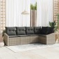 vidaXL Set Divano da Giardino in 5 Pezzi, Cuscini Grigio Chiaro, Rattan Sintetico