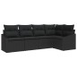 vidaXL Set di Divano da Giardino a 5 Pezzi con Cuscini Neri in Rattan Sintetico vidaXL Set di Divano da Giardino a 5 Pezzi con Cuscini Neri in Rattan Sintetico
