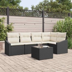 vidaXL Set Divano da Giardino 6 Pezzi con Cuscini Neri in Rattan Sintetico