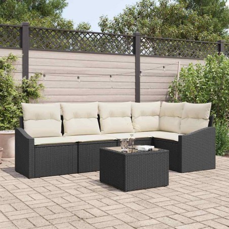 vidaXL Set Divano da Giardino 6 Pezzi con Cuscini Neri in Rattan Sintetico