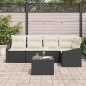 vidaXL Set Divano da Giardino 6 Pezzi con Cuscini Neri in Rattan Sintetico vidaXL Set Divano da Giardino 6 Pezzi con Cuscini Neri in Rattan Sintetico