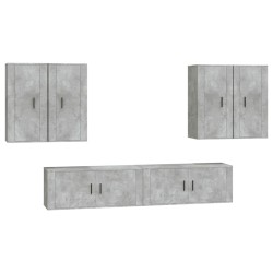 Set di Mobili Porta TV 6 pz Grigio Cemento in Legno Multistrato