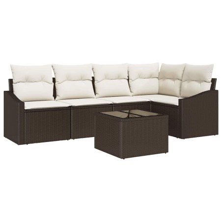 vidaXL Set giardino 6 pezzi con cuscini in polyrattan marrone