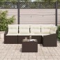 vidaXL Set giardino 6 pezzi con cuscini in polyrattan marrone