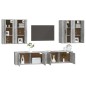 Set di Mobili Porta TV 6 pz Grigio Cemento in Legno Multistrato Set di Mobili Porta TV 6 pz Grigio Cemento in Legno Multistrato