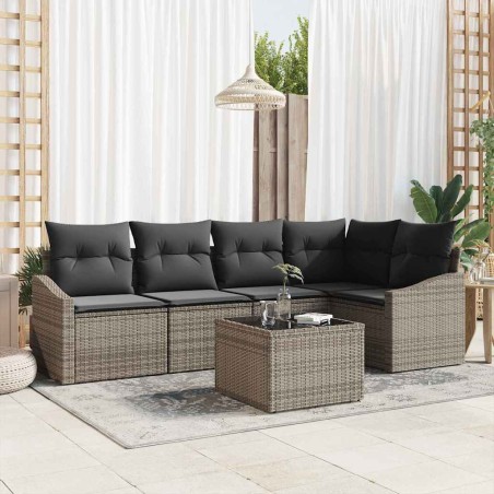 vidaXL Set di divani da giardino 5 pezzi con cuscini in rattan nero