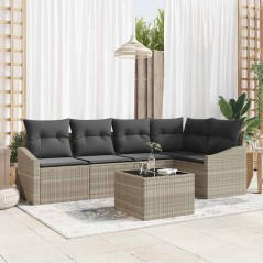vidaXL Set di Divani da Giardino a 6 Pezzi con Cuscini Grigi in Rattan Sintetico