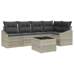 vidaXL Set di Divani da Giardino a 6 Pezzi con Cuscini Grigi in Rattan Sintetico