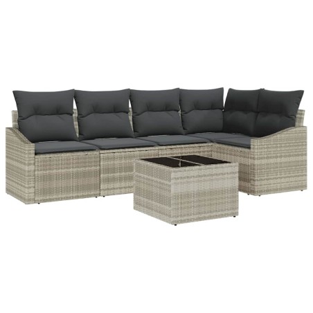 vidaXL Set di Divani da Giardino a 6 Pezzi con Cuscini Grigi in Rattan Sintetico