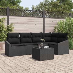 vidaXL Set di divani da giardino 6 pezzi con cuscini in polirattan beige