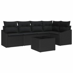 vidaXL Set di divani da giardino 6 pezzi con cuscini in polirattan beige