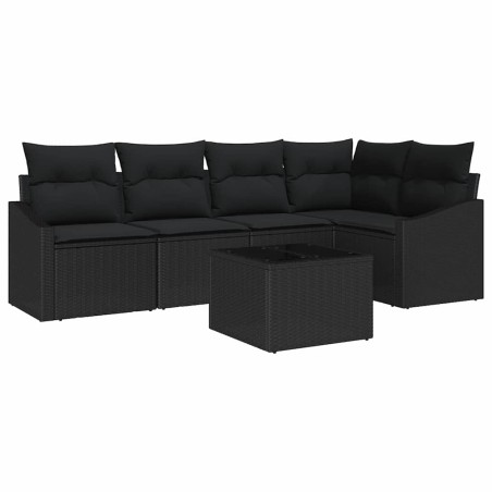 vidaXL Set di divani da giardino 6 pezzi con cuscini in polirattan beige