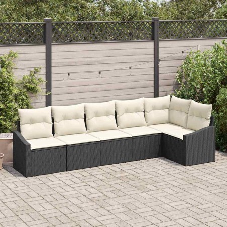 vidaXL Set divano da giardino 6 pezzi con cuscini in rattan sintetico nero