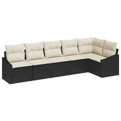 vidaXL Set divano da giardino 6 pezzi con cuscini in rattan sintetico nero