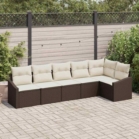 vidaXL Set di divano da giardino 6 pezzi con cuscini in rattan sintetico marrone