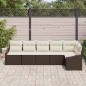 vidaXL Set di divano da giardino 6 pezzi con cuscini in rattan sintetico marrone