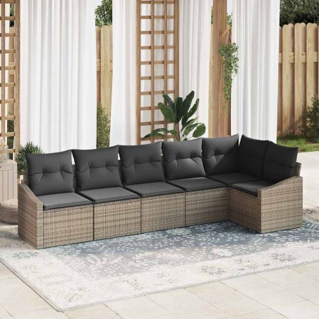 vidaXL Set di Divani da Giardino 6 Pezzi con Cuscini Grigio Polyrattan