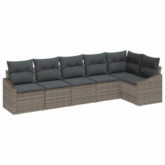 vidaXL Set di Divani da Giardino 6 Pezzi con Cuscini Grigio Polyrattan