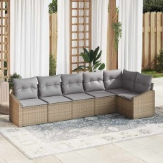 vidaXL Set di divani da giardino in 6 pezzi con cuscini beige in rattan sintetico