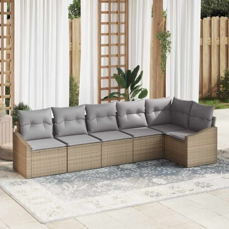 vidaXL Set di divani da giardino in 6 pezzi con cuscini beige in rattan sintetico