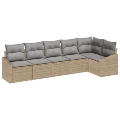 vidaXL Set di divani da giardino in 6 pezzi con cuscini beige in rattan sintetico