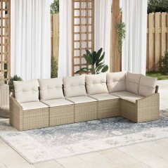 vidaXL Set da giardino con divano a 6 pezzi e cuscini beige in rattan sintetico