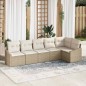 vidaXL Set da giardino con divano a 6 pezzi e cuscini beige in rattan sintetico