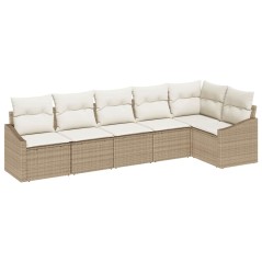 vidaXL Set da giardino con divano a 6 pezzi e cuscini beige in rattan sintetico