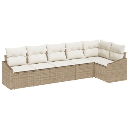 vidaXL Set da giardino con divano a 6 pezzi e cuscini beige in rattan sintetico