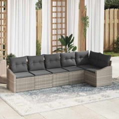 vidaXL Set di divani da giardino a 6 pezzi di con cuscini in rattan sintetico grigio chiaro