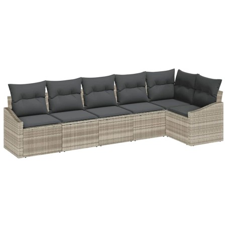 vidaXL Set di divani da giardino a 6 pezzi di con cuscini in rattan sintetico grigio chiaro