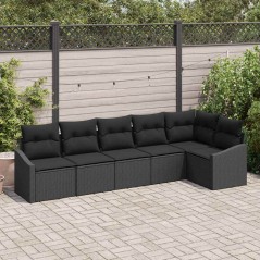 vidaXL Set da giardino 6 pezzi con cuscini in rattan nero.