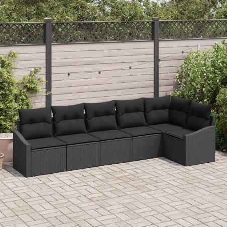 vidaXL Set da giardino 6 pezzi con cuscini in rattan nero.